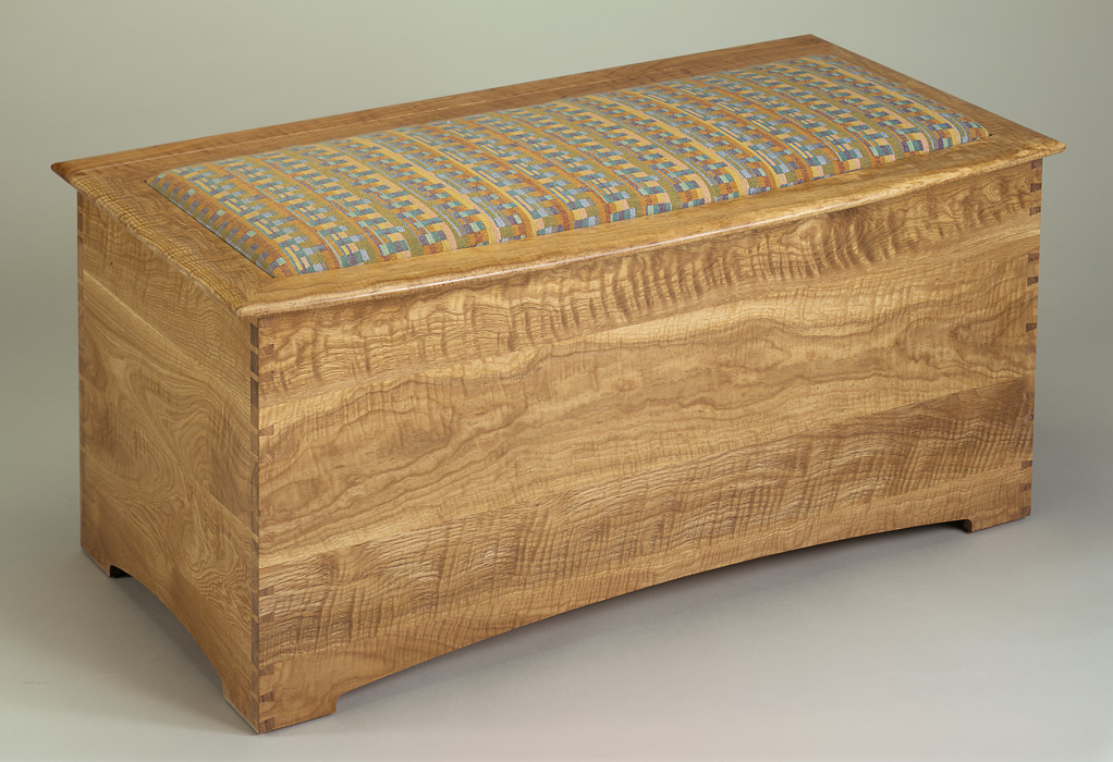 Upholstered Curly Oak Blanket Chest