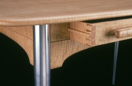Bird's Eye Maple Desk with Aluminum Legs - Detail