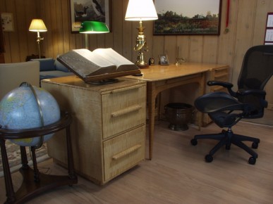 Bird's Eye Maple Desk with Stand-Alone Cabinets