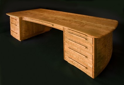 Cherry Curved-Front Desk