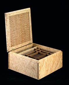 Curly and Quilted Maple Jewelry Box - Open