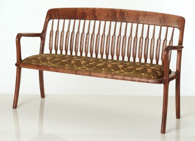 Walnut Upholstered Settee